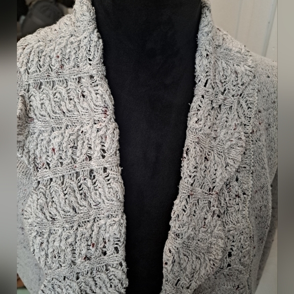 Crocheted & Knit Open Front Cardigan   Size SP - Picture 2 of 7
